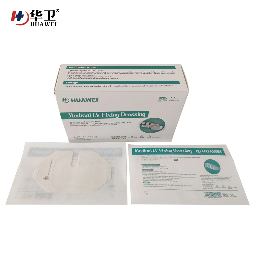 Chinese Manufacture Original Made PU Transparent Film IV Cannula Fixing Dressing with U Port 6*7cm 100PCS/Box Wholesale