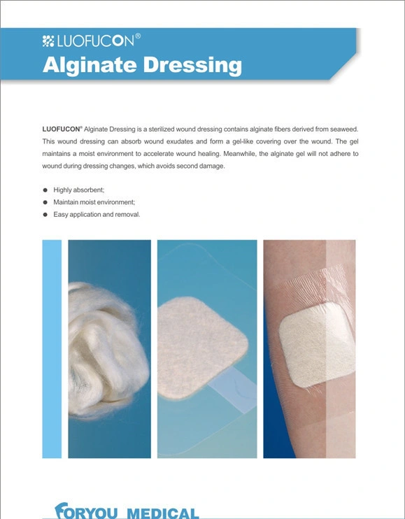 FDA CE Medical Alginate Dressing for Wound Care/ Venous and Arterial Leg Ulcer/ Diabetic Ulcer/ Donor Sites