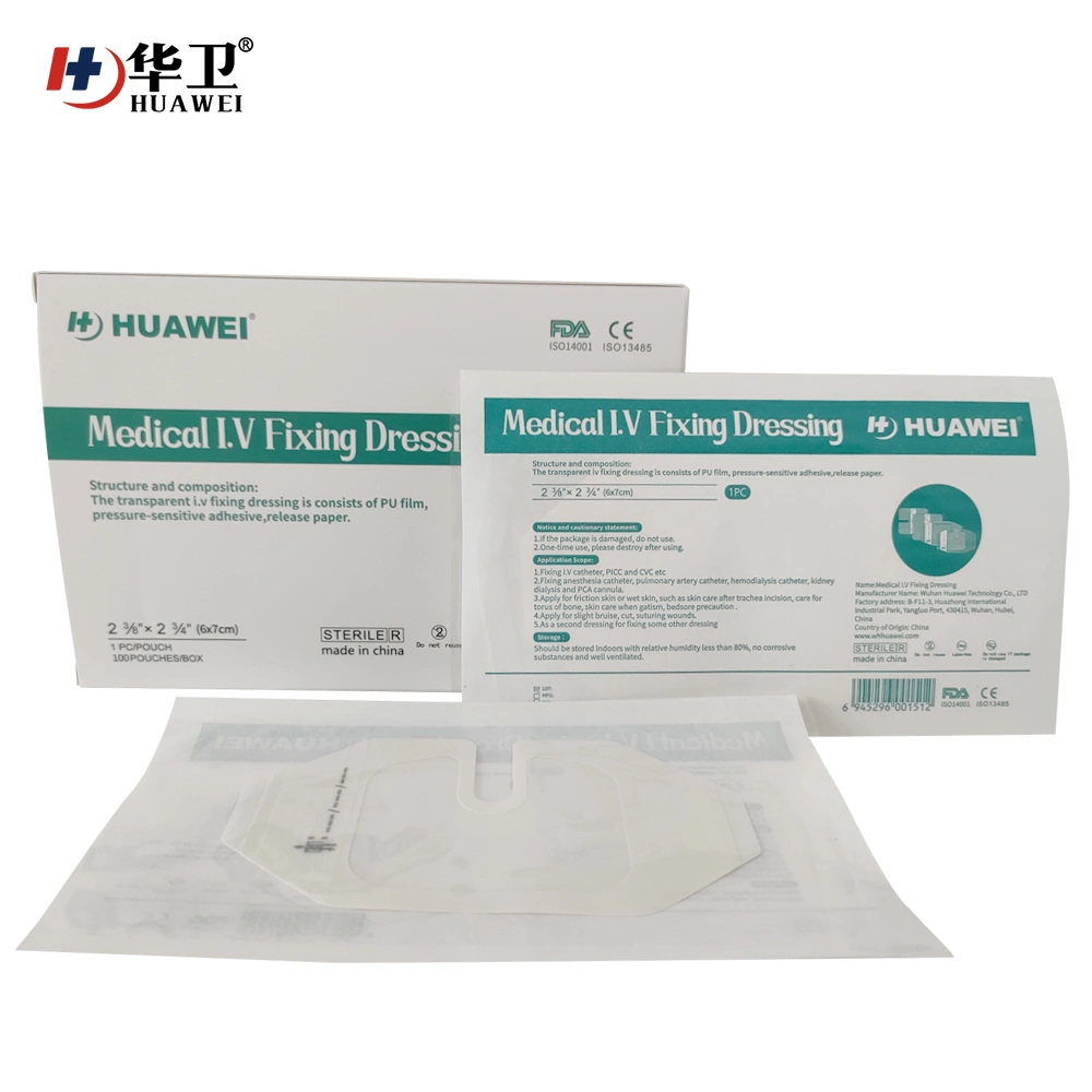 Chinese Manufacture Original Made PU Transparent Film IV Cannula Fixing Dressing with U Port 6*7cm 100PCS/Box Wholesale